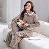 Pajamas Women's Winter Three-layer Thickened Fleece Woven Cotton Padded Autumn and Winter Coral Fleece Extra Thick Cotton Loungewear