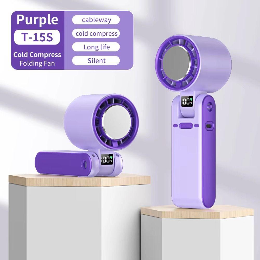 LED Display USB Fan Rechargeable Handheld Electric Fan Turbo Quiet Fan  Desktop Use