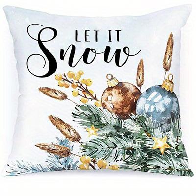 Home Decor Winter Wishes & Snowy Christmas Pillows Pattern Cushion Cover Suitable for Sofa Bedroom Car Pillow Cover