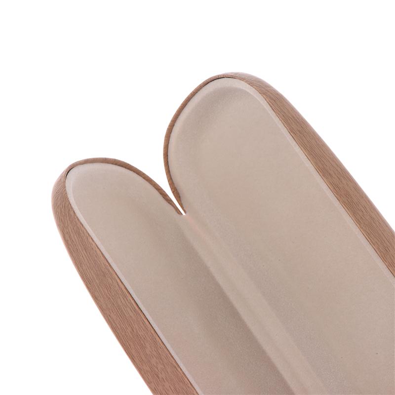 1Pc Pu Leather Eyeglass Box Wood Grain Hard Kit Holder Metal Reading Glasses Case For Men And Women Pu Leather Eyeglass Box