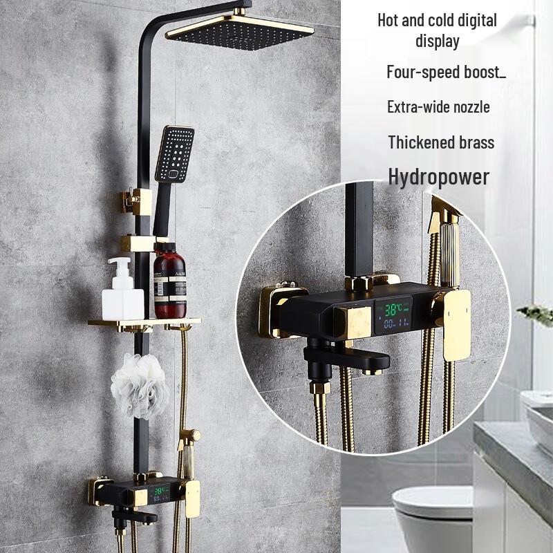 TLXT Black Digital Thermostatic Shower System