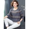 Spring and Autumn New Thin Middle-aged Mid-Sleeve Three-quarter Sleeve Knitted Sweater Women's Fashion