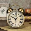 Analog Alarm Clock Double Bell Retro Copper Metal 4-inch Super Ring Stone Battery Powered