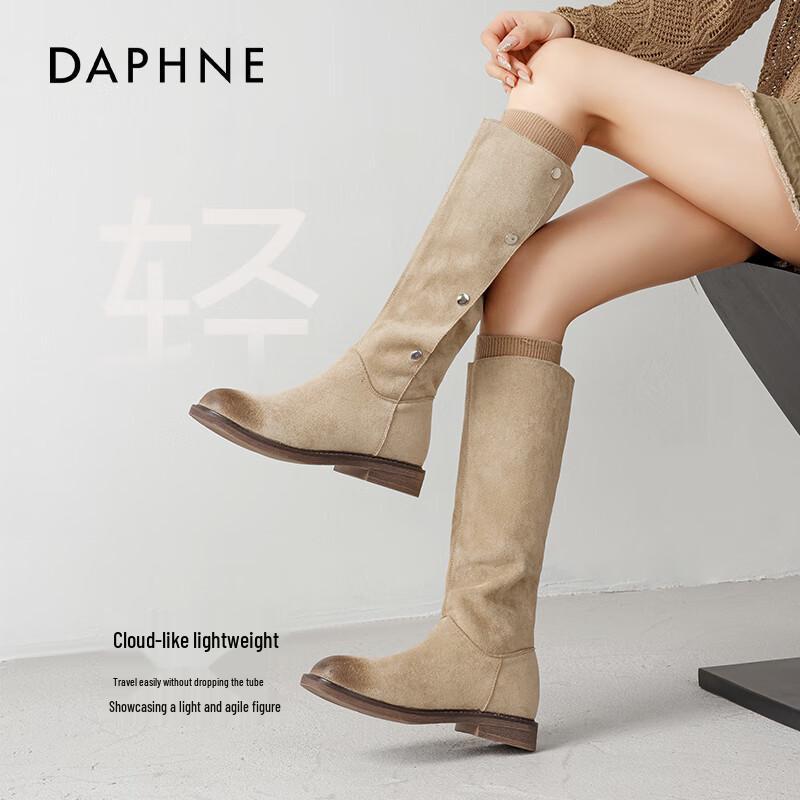 Daphne Women s 2025 Autumn Stacked Knee-High Boots 36