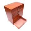 Vintage Wooden Desk Organizer with 5 Drawers, Stackable Library Card Catalog Apothecary Cabinet w/Label Slots for Home Office
