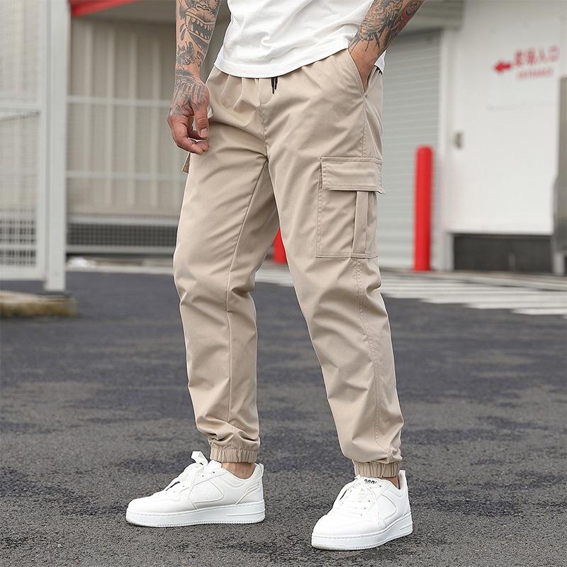 

Spring Casual Pants Drawstring Men s Solid Color Cargo Pants XS чорний