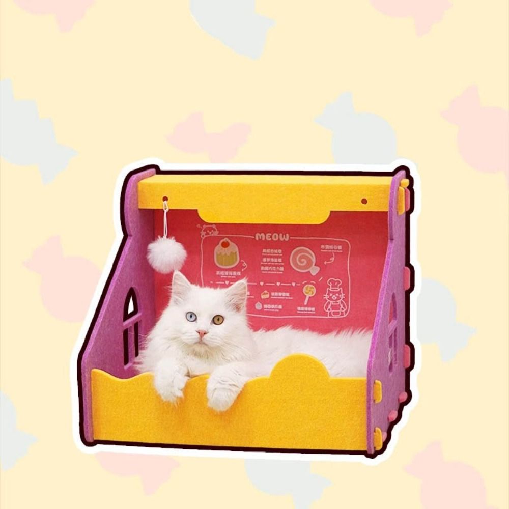 Non Occupying Felt Cat Nest Safety Pet Toy Bed Interactive Cat Paper Box  Four Seasons