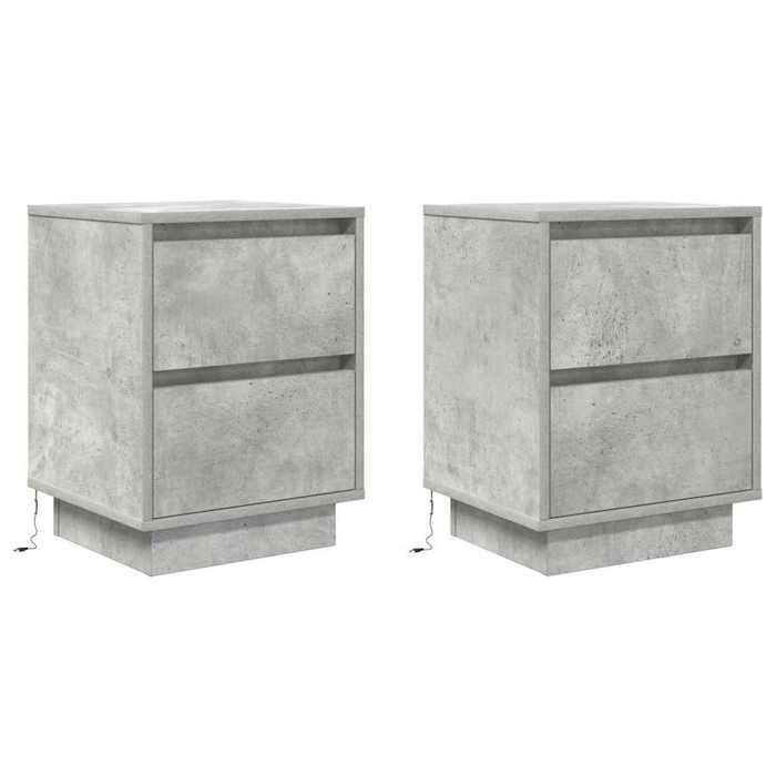 VidaXL Bedside Tables with LED Lights 2 Pcs Concrete Grey 38x34x50 Cm, Nightstand, Bed Table, Side Table, 861290