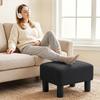 Linen Fabric Footstool Ottoman Cube With 4 Plastic Legs Black