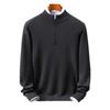 Men Half High Collar Zipper Warm Knitted Pullover Sweater