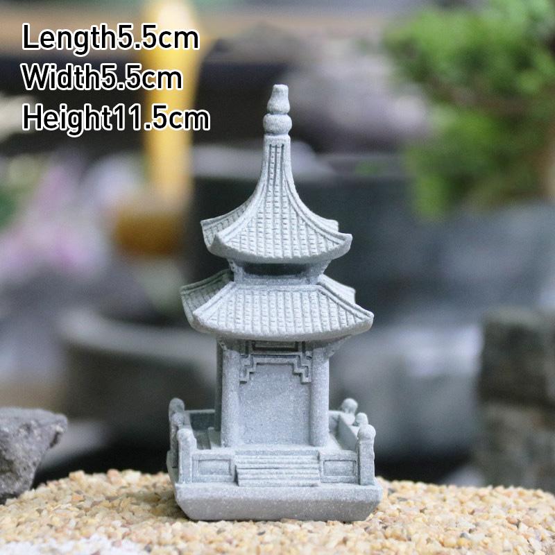 Vintage Zen Miniature Sand Stone Tower Pavilion Ornaments Lantern Figurines Japanese Garden Bonsai Rockery Lanscaping Home Decor