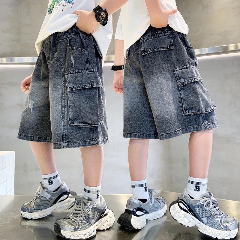 Boys 2025 Summer Casual Cargo Shorts - Trendy Mid-Length for Middle and Big Kids Size 160