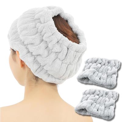 Towa Hair Drying Towel Turban Set of 2 - Quick-Dry, Absorbent, Microfiber Hairbands, Gray - Unisex Hair Wrap, Shower & Pool Use