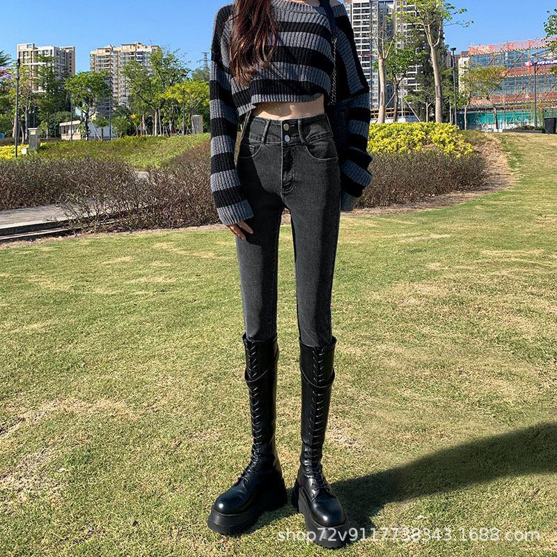 Plus Size Pants High-waisted Stretch Skinny Jeans for Women