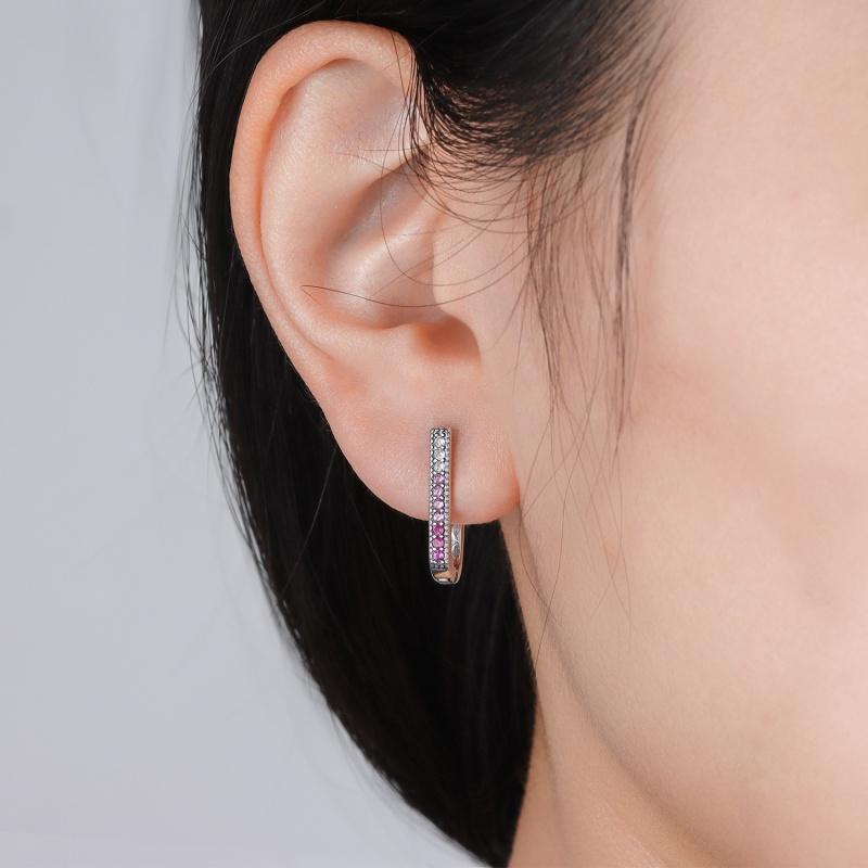 925 Silver Hoop Earrings for Women Simple Silver Fashion Star Moon Zircon Earrings Fine Jewelry New Year Women Gifts