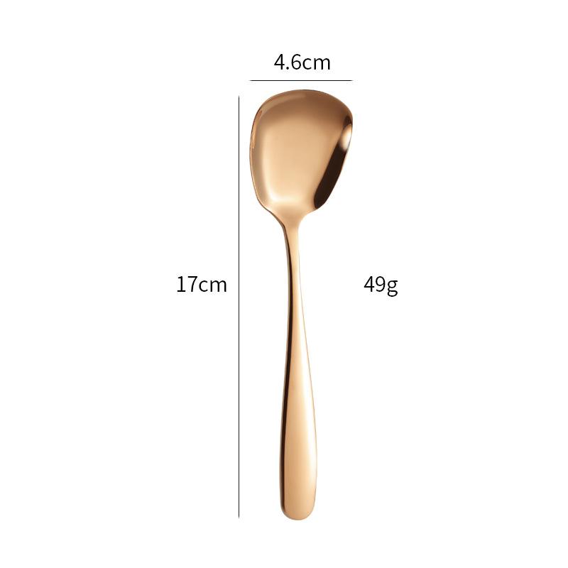 1Pcs 304 Stainless Steel Rice Serving Spoon Gold Square Spoon Ladle Dessert Ice Cream Table Spoon for Party Restaurant Kitchen Dinnerware