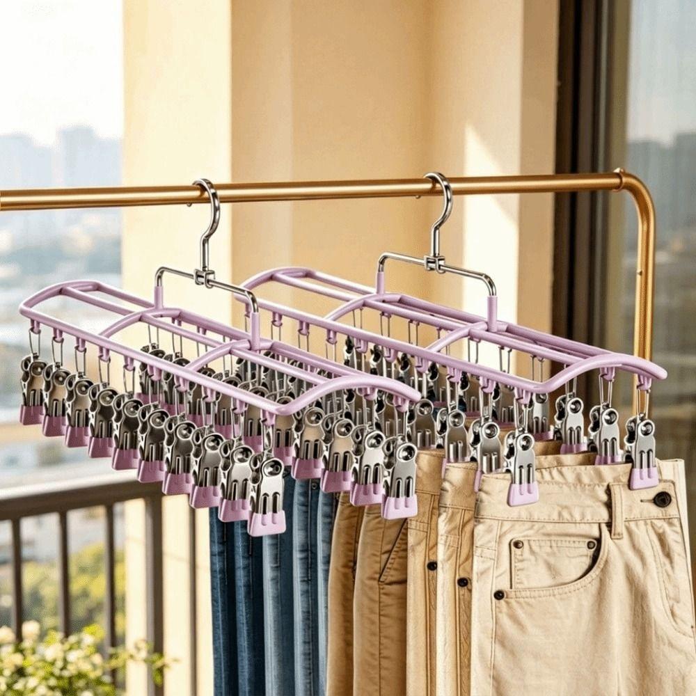 Stainless Steel 20 Clips Sock Drying Rack Non-slip Unmarked Underwear Drying Rack Indoor