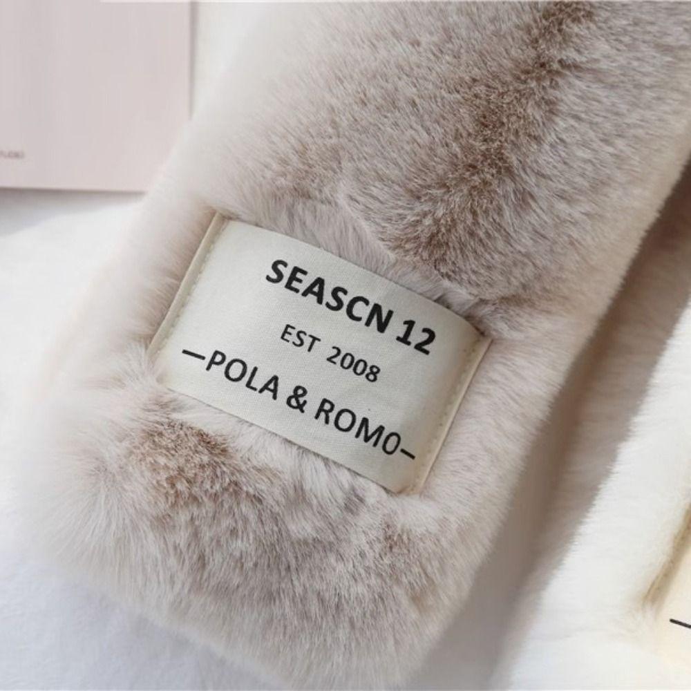 Solid Color Cross Scarf Plush Faux Rabbit Fur Scarf Cute Neckerchief Wrap  Autumn Winter
