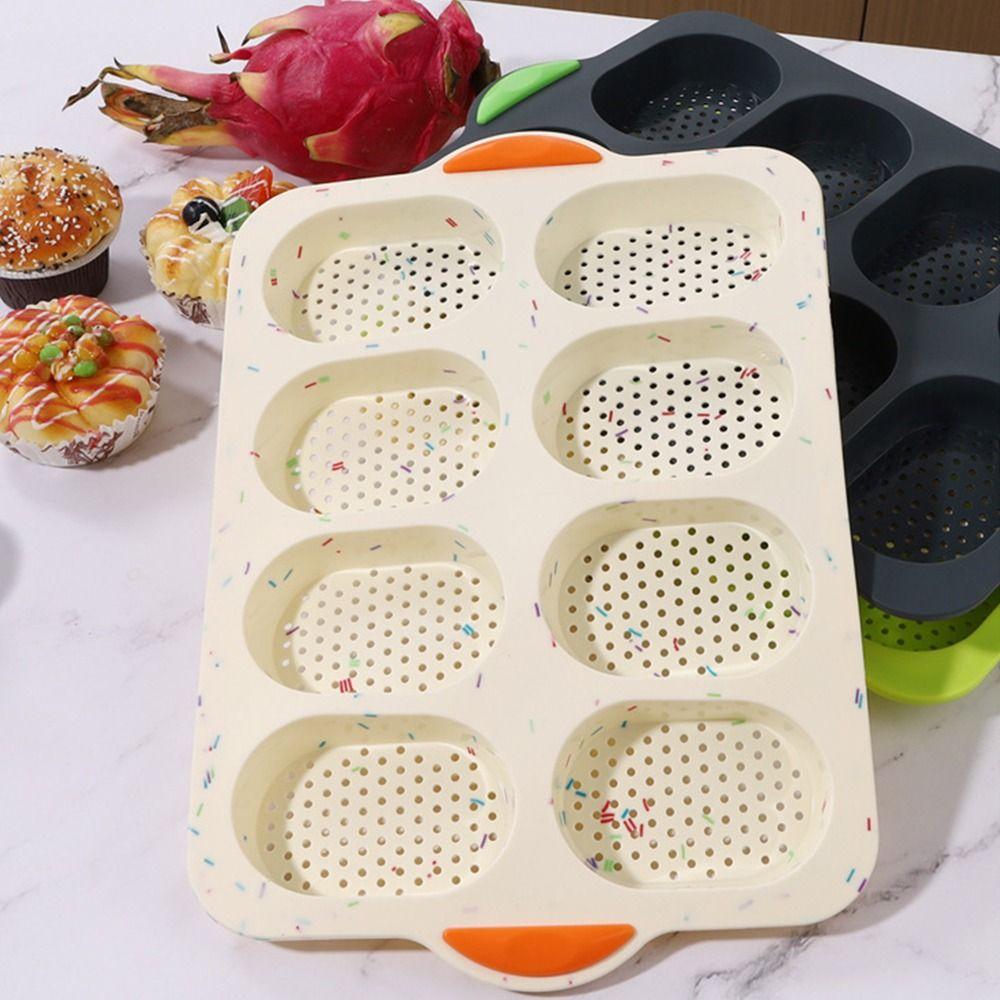 Silicone Silicone Cake Mold 8 Grids Silicone Baking Pan Food Grade Bread Loaf Pan Household Baking
