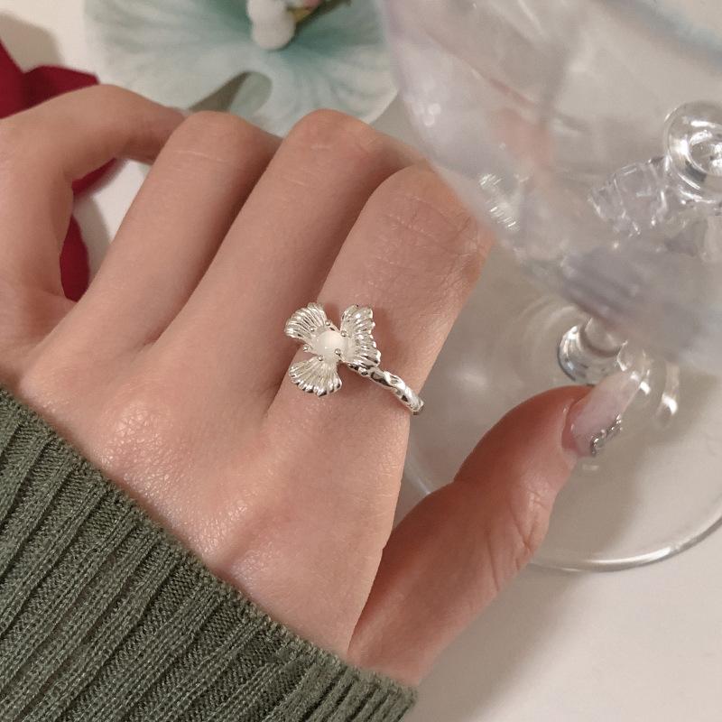 925 Silve Love Heart Hollowed Out Ring For Women Girl Extremely Fine Korea Ins Jewelry Gift
