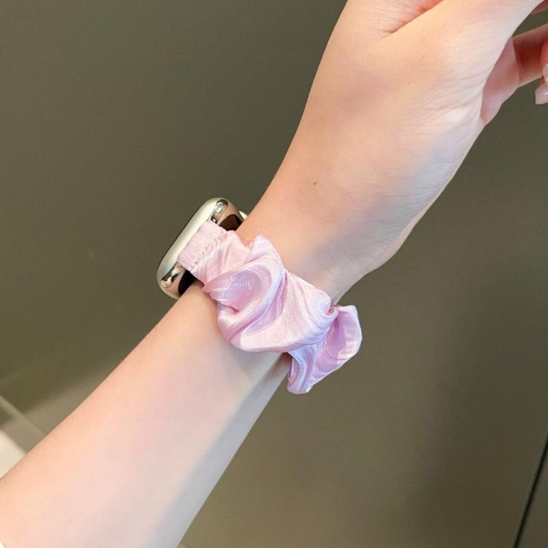 For AppleWatch8910 Apple Watch Strap iwatch11SE Feeling French Pearlescent Hairband Strap