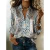 Bohemian-style Long-sleeved Blouse - Women's Casual Collar Button-down Shirt, Suitable for Spring, Casual Outfits and Daily Wear