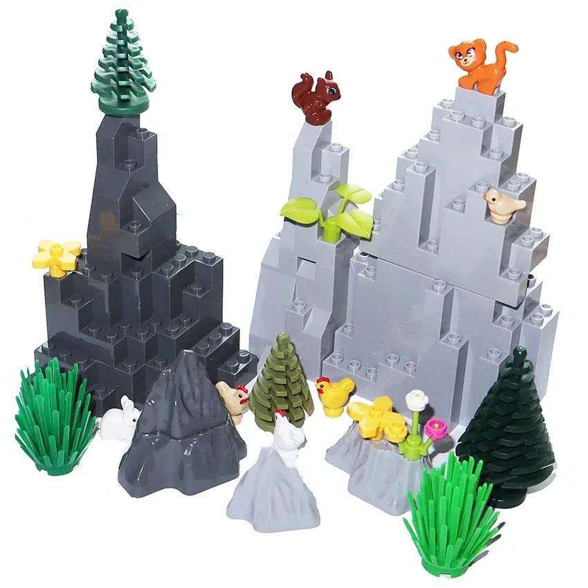 Non-Toxic Mountain House Garden Rockery Accessories Building Blocks Rock Moc City Street Panel Diy Parts Hill Stone Bricks 6083 6082 30246
