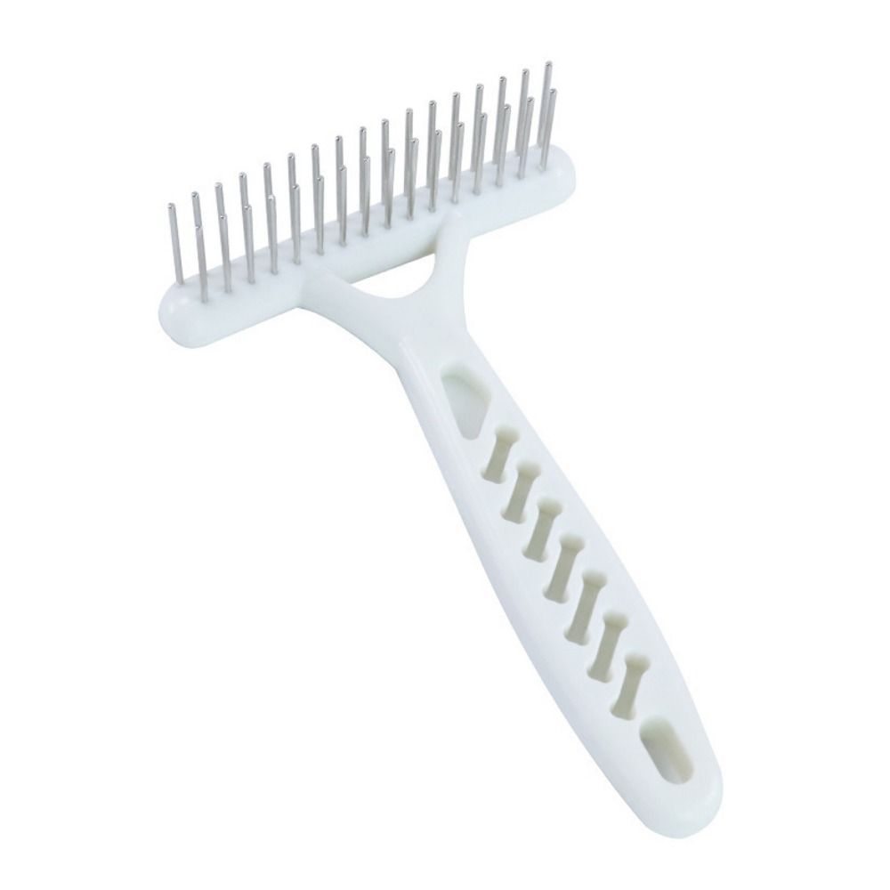Pet Grooming Tools Double Row Dog Rake Comb Stainless Steel White Dog Comb Brush Dog Needle Row Comb Cleaning