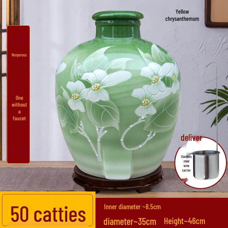 Jingdezhen Ceramic Wine Jar – Sealed, 10/20/50 Jin, Ideal for Cellar Storage & Wine Soaking.
