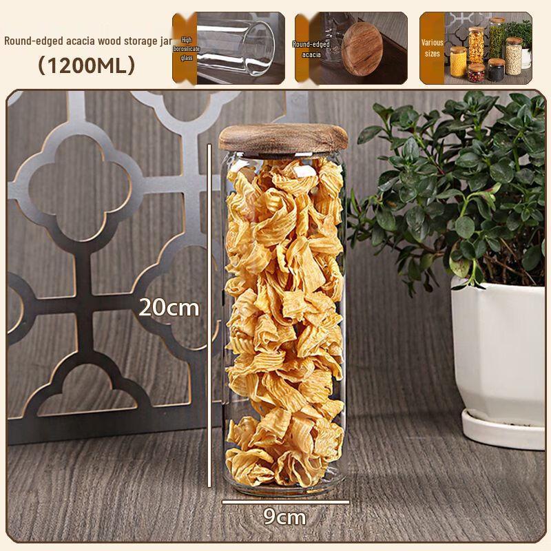 Acacia Wood Glass Storage Jar