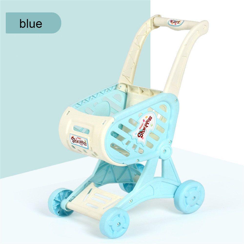 

Грайте Пластикові Нарізані Фрукти Овочі Візок Іграшки Супермаркет Візок для Покупок Міні Симуляція Ручний Візок синій