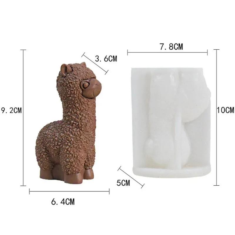 New 3D Alpaca Silicone Candle Mold Cute Sheep Soap Gypsum Clay Resin Making Tool DIY Animal Chocolate Ice Block Baking Mould
