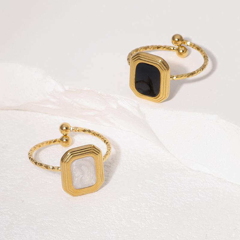 French Chic Retro Stainless Steel Open Ring: Classic Luxury Style Jewelry