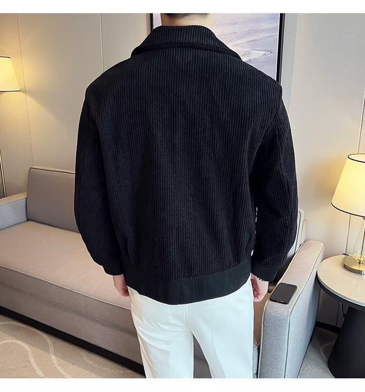 Unisex American Retro Corduroy Jacket - Trendy Spring/Autumn Workwear with High Street Lapel Design