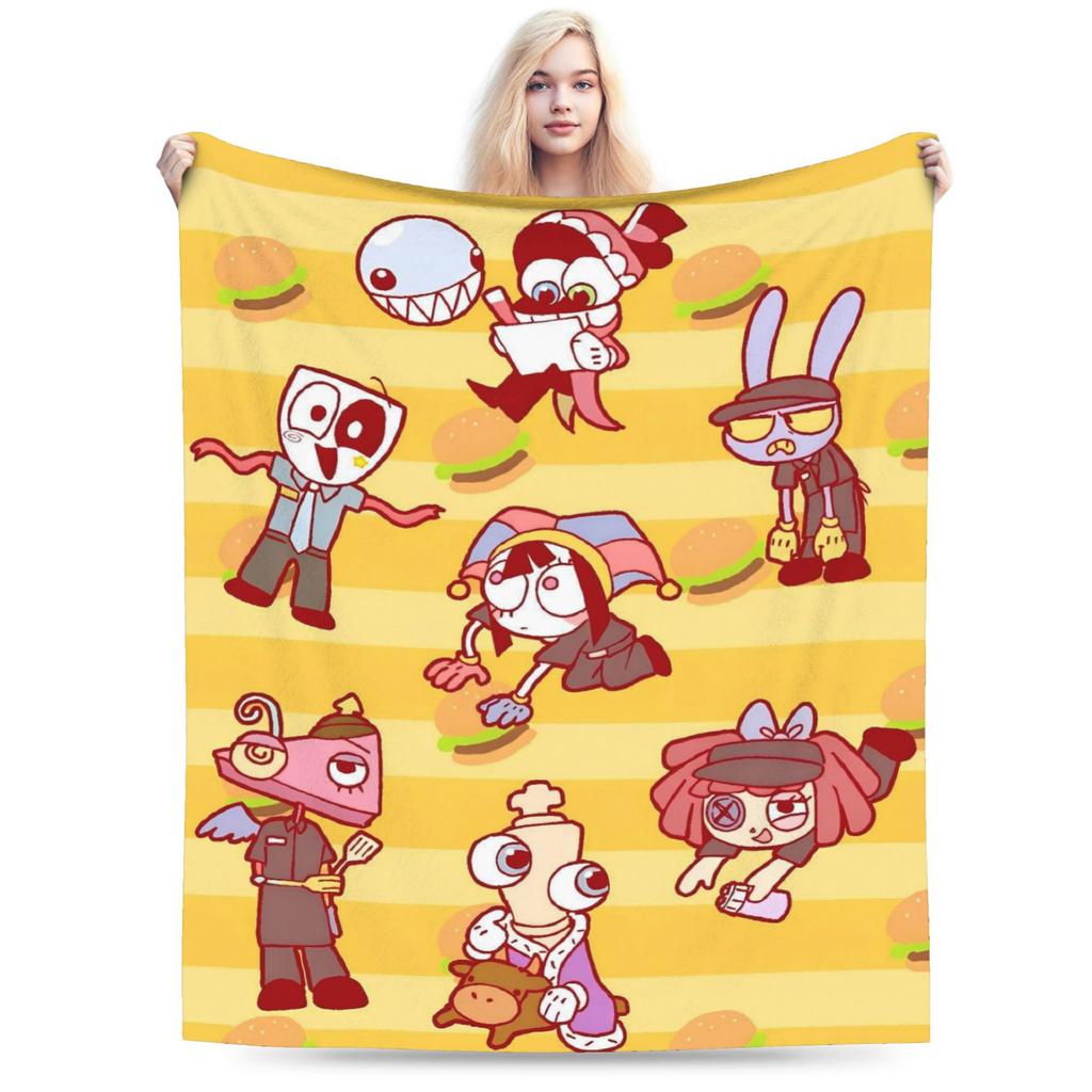 Anime The Amazing Digital Circus Blanket Travel Flannel Throw Blanket For Couch Chair Sofa Bed Super Soft Bedspread Gift
