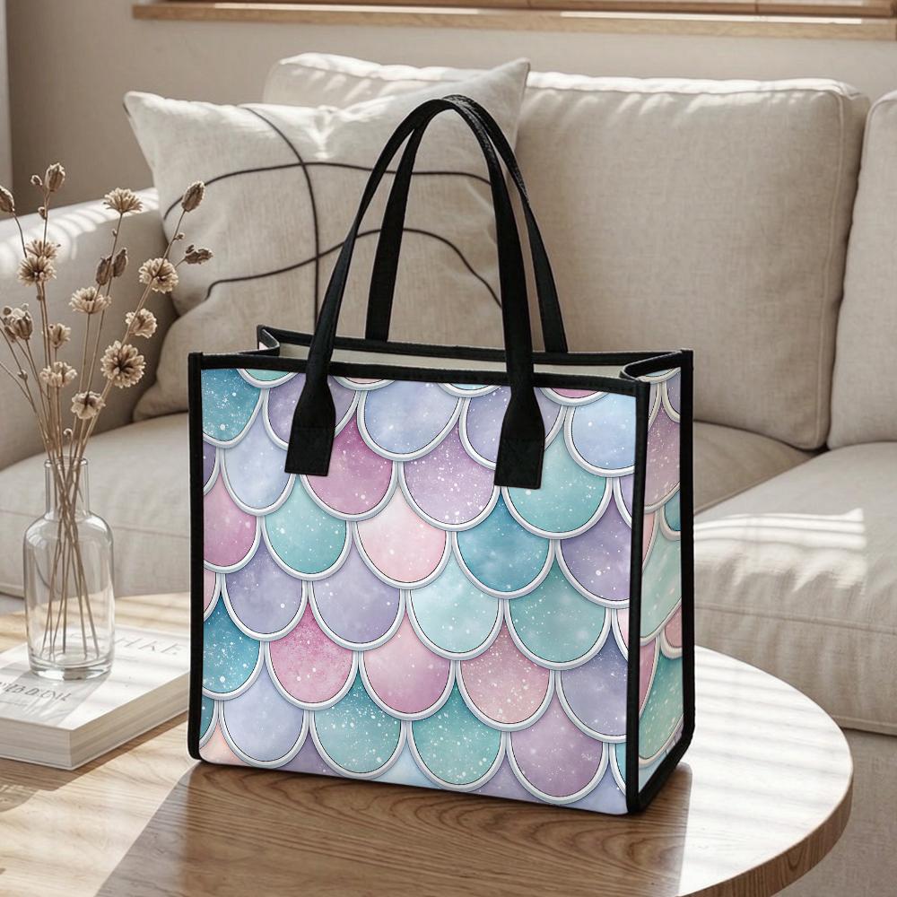Mermaid Scales Pattern Large Tote Bag Fashion Casual Daily Shoulder Bag for Women