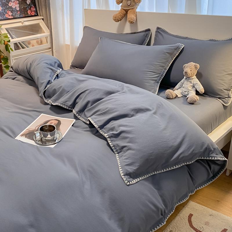 Super Soft Washed Cotton Bed Four Piece Set Four Season Fresh Down Duvet Cover Three Piece Set Is a Great Seasonal Gift