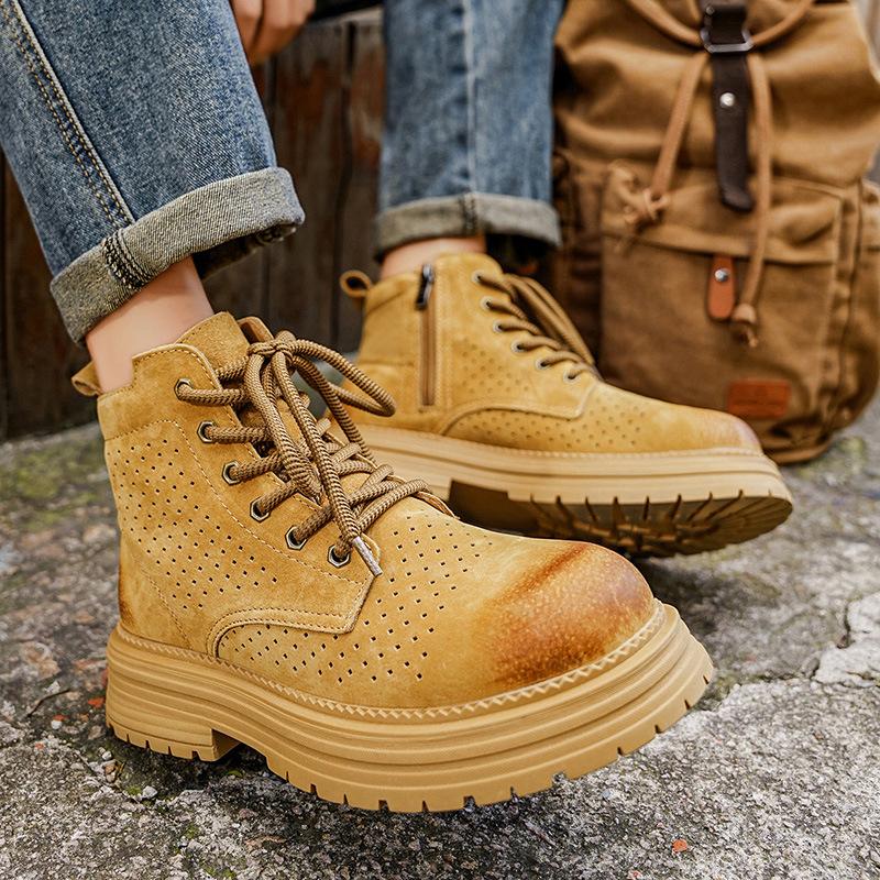 Martin Boots Autumn New Leather Punching Breathable High-top Thick-soled Retro Boots
