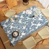 Blue White Floral 2D Flat Printed Polyester Tablecloth Table Covers For Dining Table Room Decor Picnic Blanket Camping Wedding