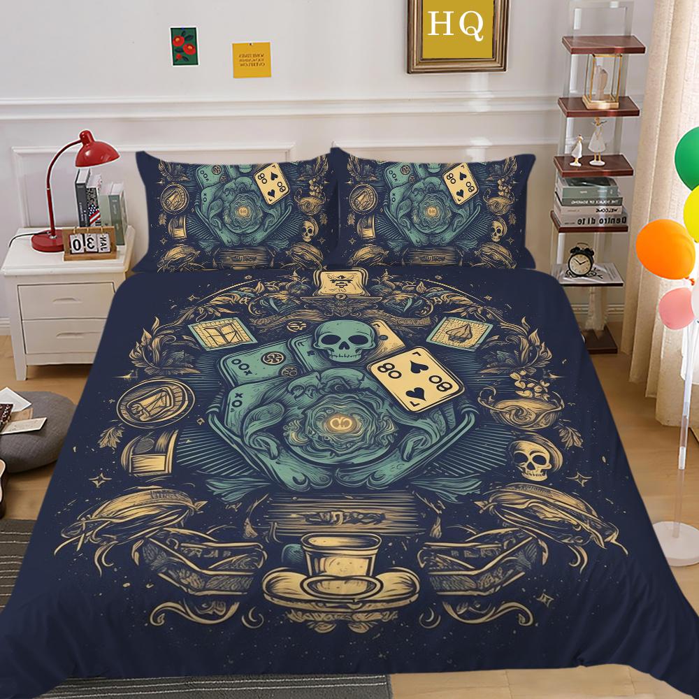 Housse de literie imprimée avec poignée de jeu de luxe, taie d'oreiller en Polyester, Style homme, vêtements de maison, housse de couette Queen Size