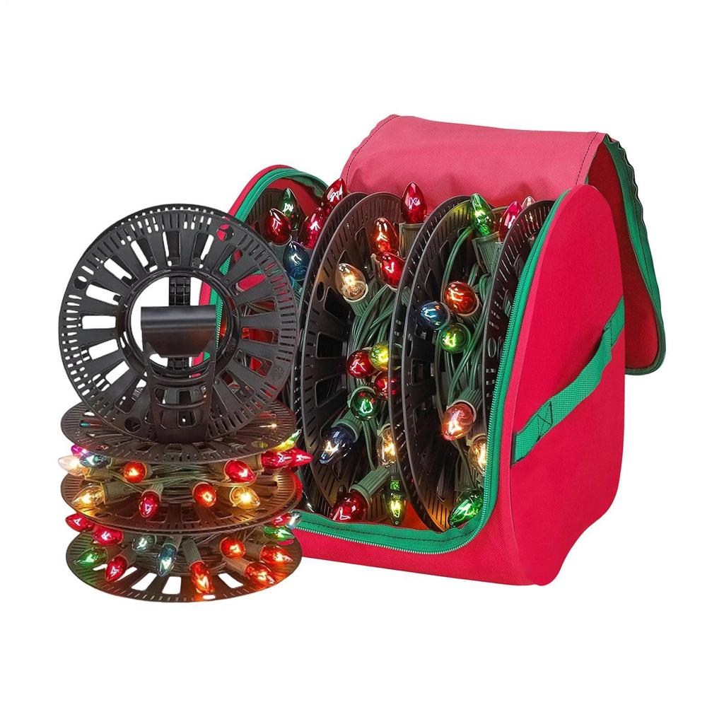 Christmas LED Light Storage Bag 24cm Christmas Light Pouch Heavy Duty Tear Proof Portable Oxford Fabric String Lights Storage