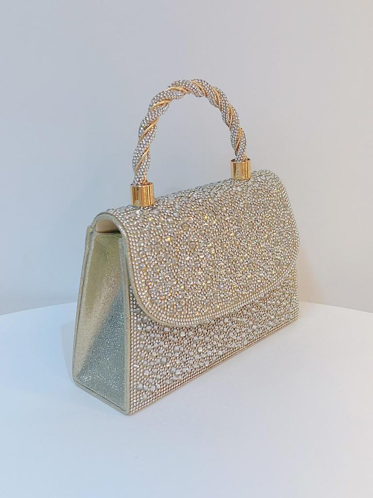 Elegant French Diamond Rhinestone Evening Handbag