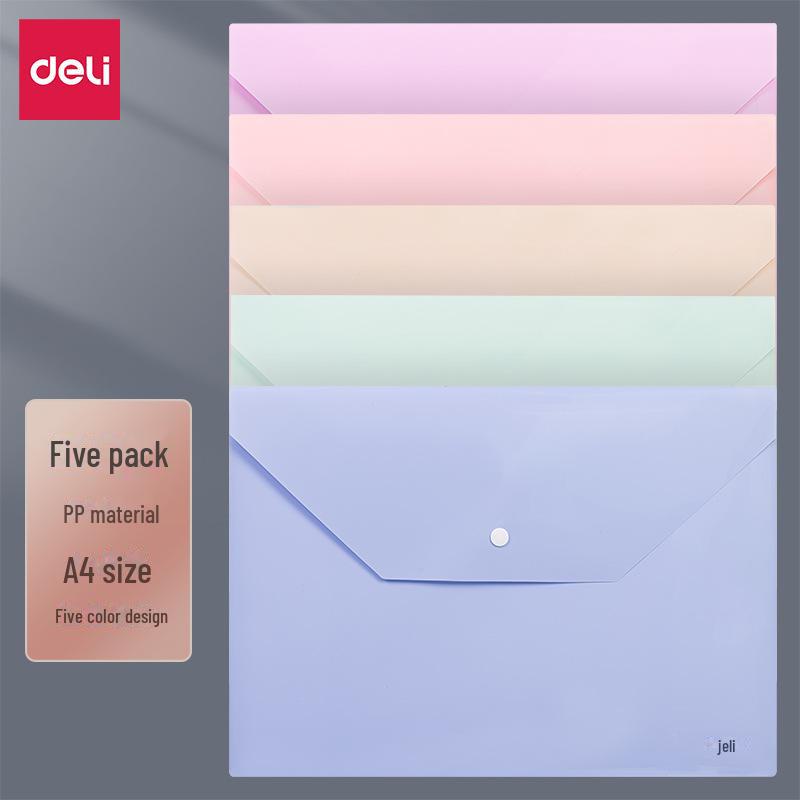 A4 Snap Closure File Bag - Colorful Thick Storage for Documents and Stationery