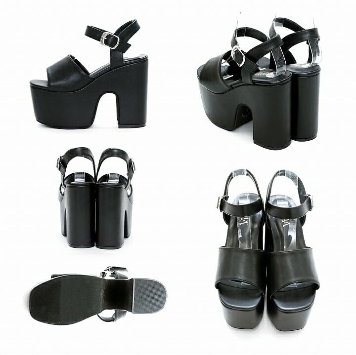 Vivian Women's 13cm Platform Sandals with Ankle Strap, White, Size S (22.0-22.5cm), V0671SM