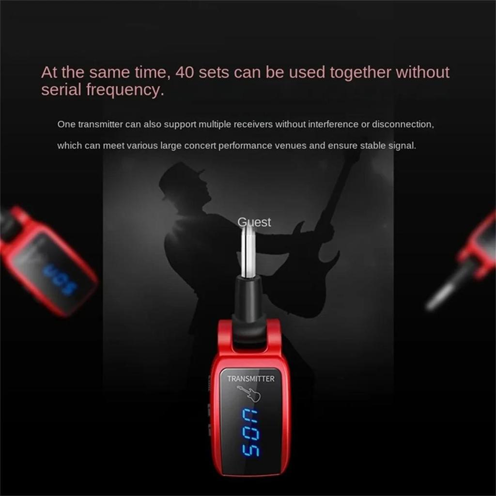 Drahtloses Gitarrensystem, UHF, wiederaufladbarer LED-Sender und -Empfänger für E-Gitarre