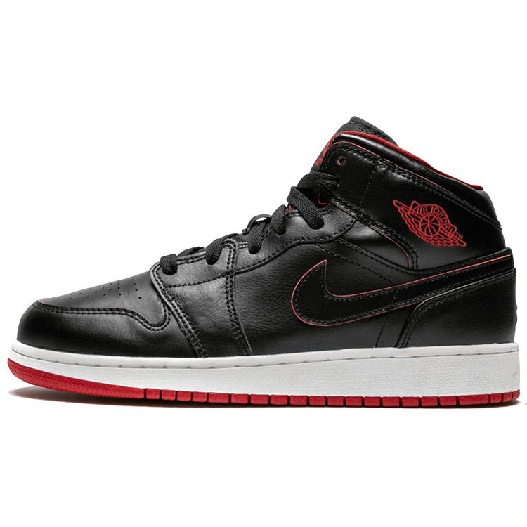 (GS) Air Jordan 1 Retro Mid  Black White Gym Red  Kids  554725-028 EU 36.5