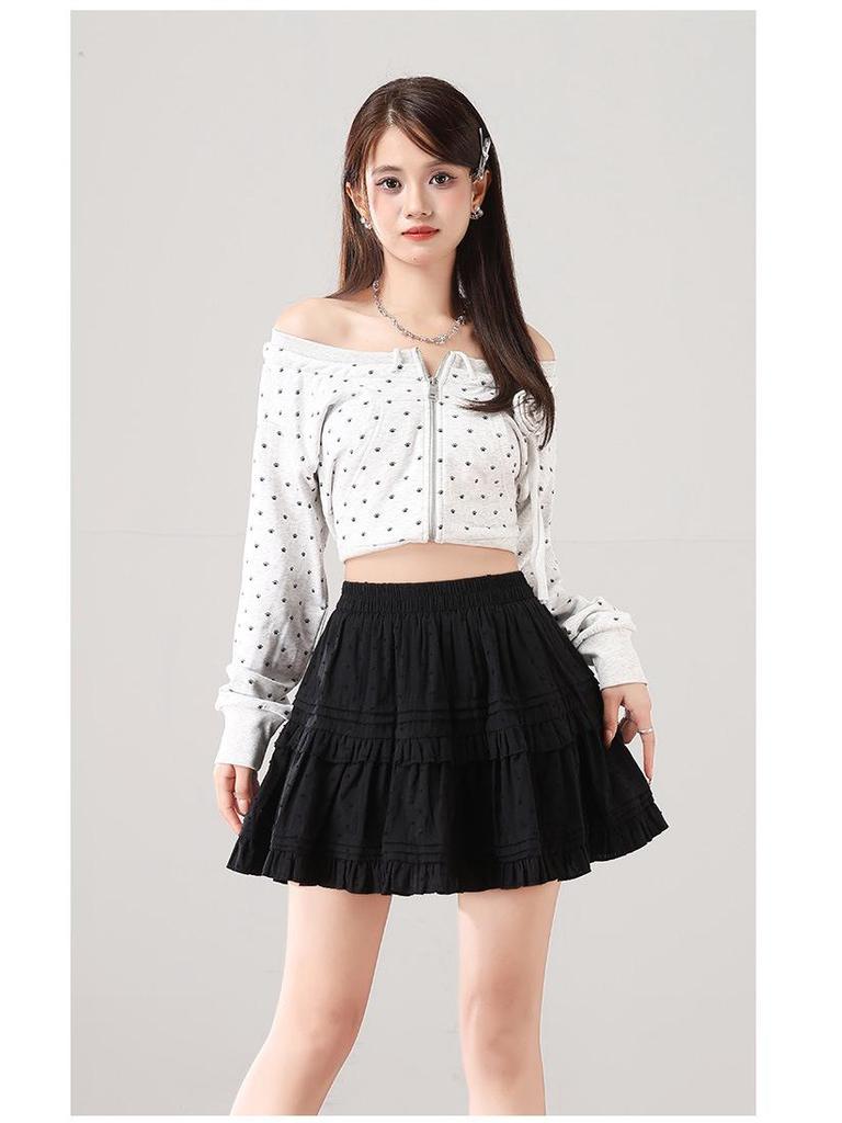 2025 Stylish Elastic Waist Jacquard Skirt - Fluffy Cake Design, Long Legs Effect, Versatile Slimming Short Skirt