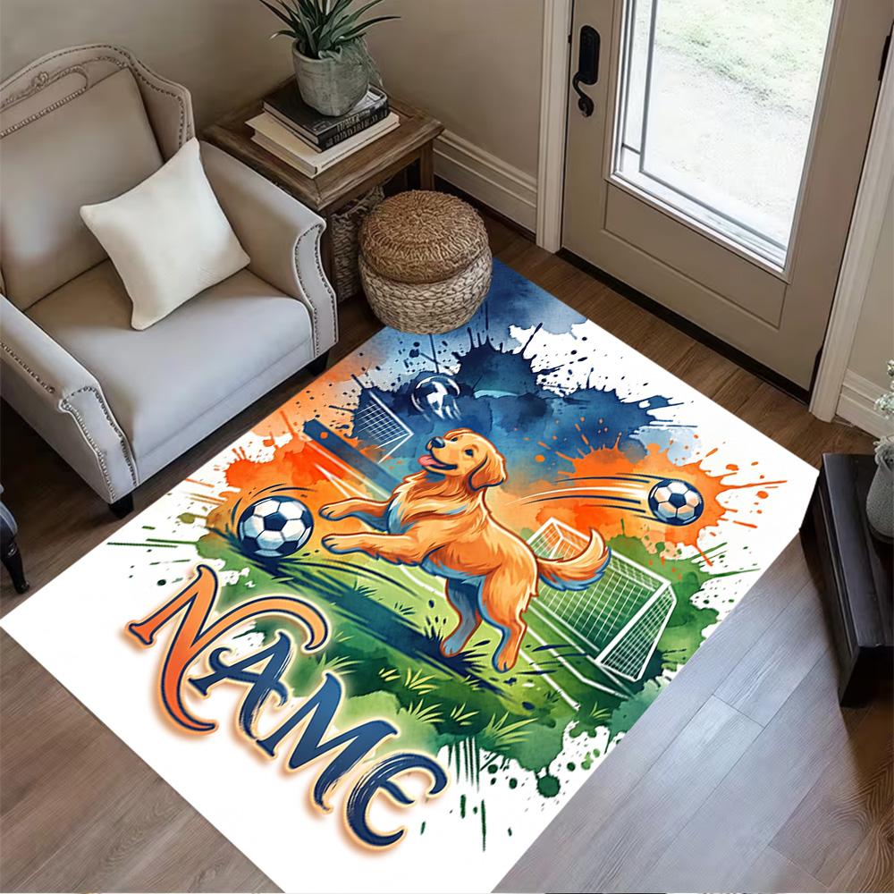 Christmas Football Celebration Customized Name Area Rug Suitable for Balcony Foyer Dormitory Study room Anti-slip Rug Anime Office Decor