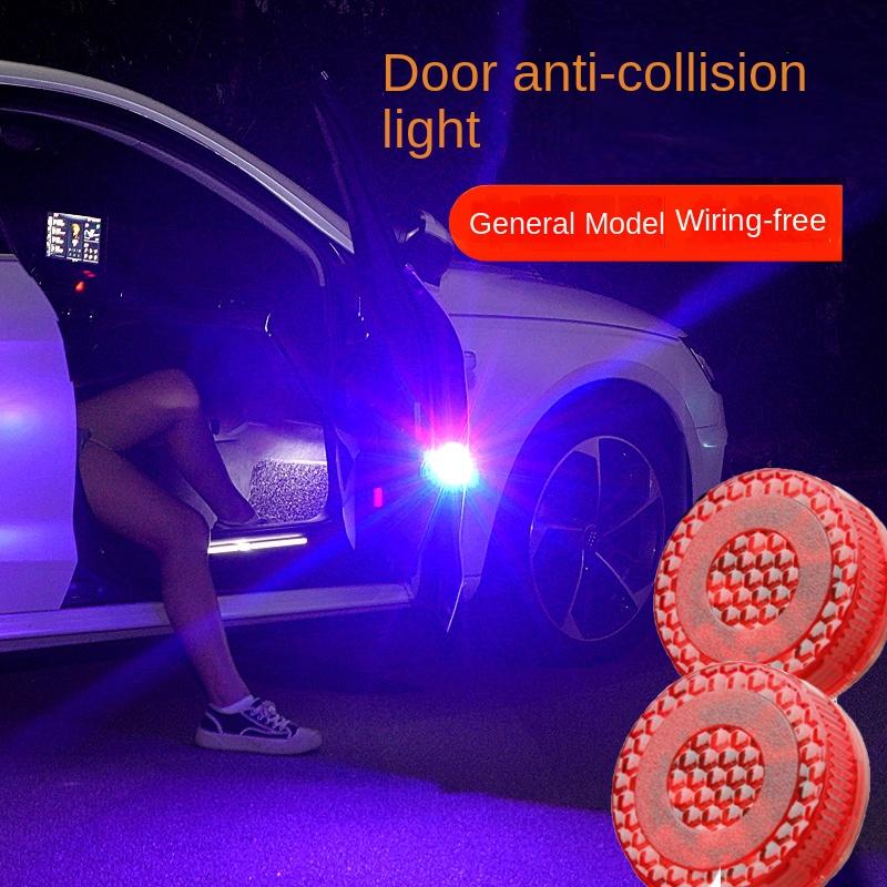 2PCS Car Door Light Warning Light Anti Collision Flash Red Wireless Alarm Lamp Strobe Light Turn Signal Parking Light