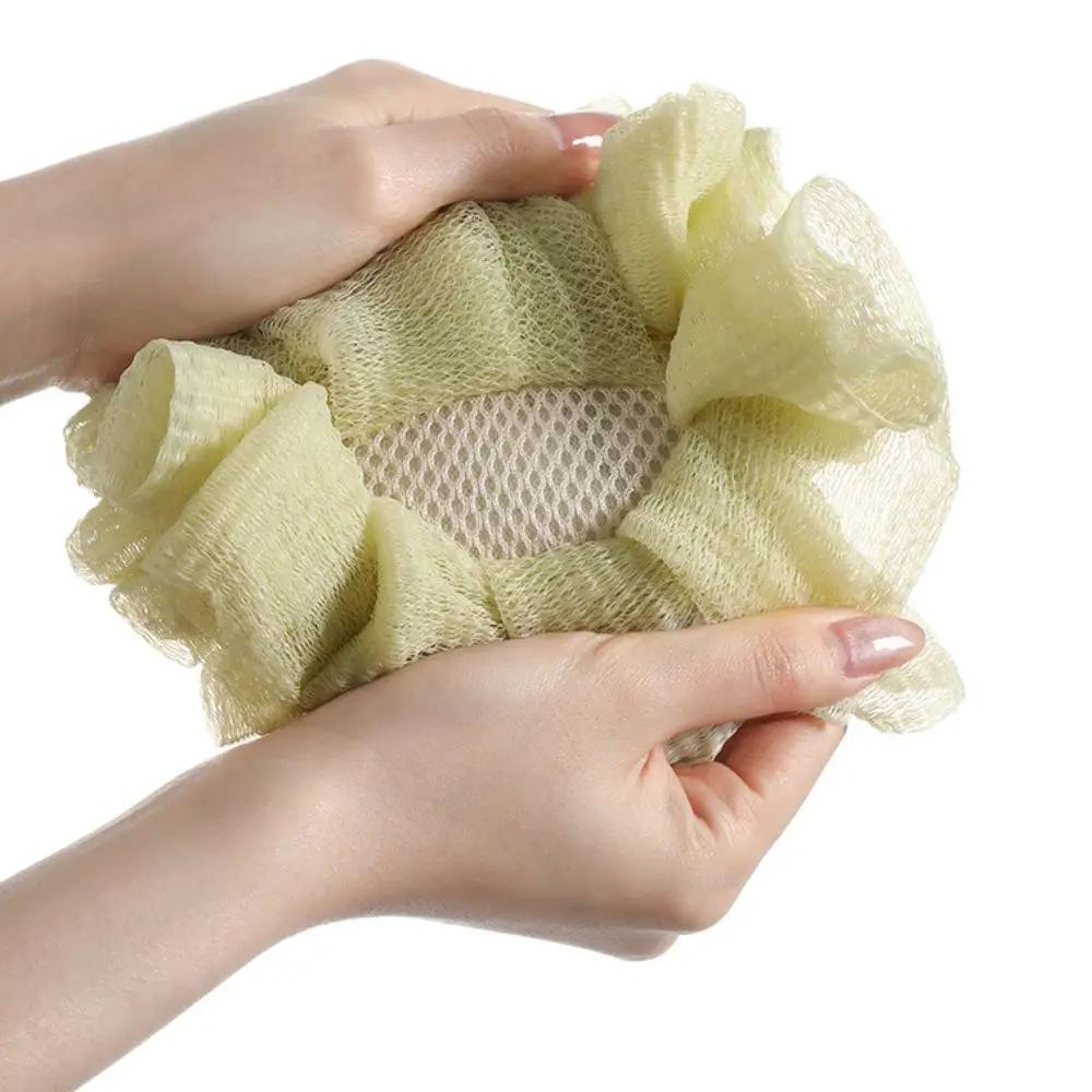 Ny 2-i-1 Badboll Handduk Hängbar Mjuk Badsvamp Exfolierande Nät Hudvänlig Ansiktsrengöringskula Badtid